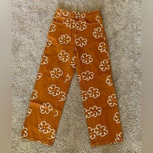 Brown and White Floral Pants